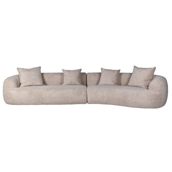 Kremowa sofa Ava Bouclé 382 cm o organicznej formie – widok z przodu