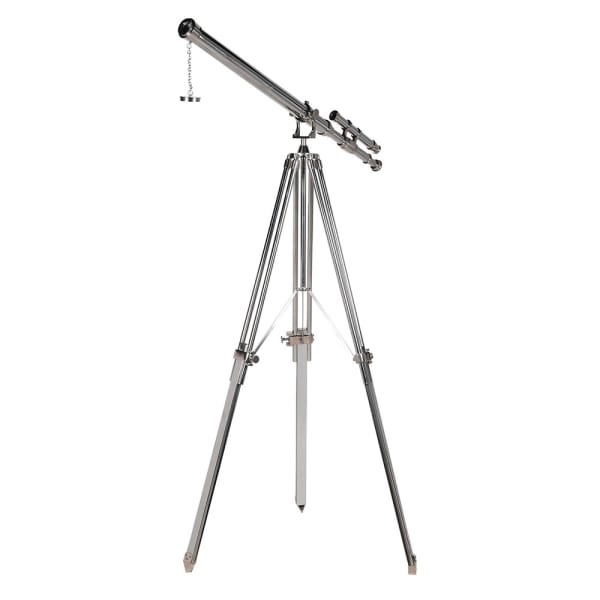Srebrny teleskop dekoracyjny Greenwich 163 cm na metalowym statywie