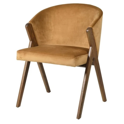 Krzesło fotelowe Belgrave Gold velvet 80 cm – drewno jesionowe