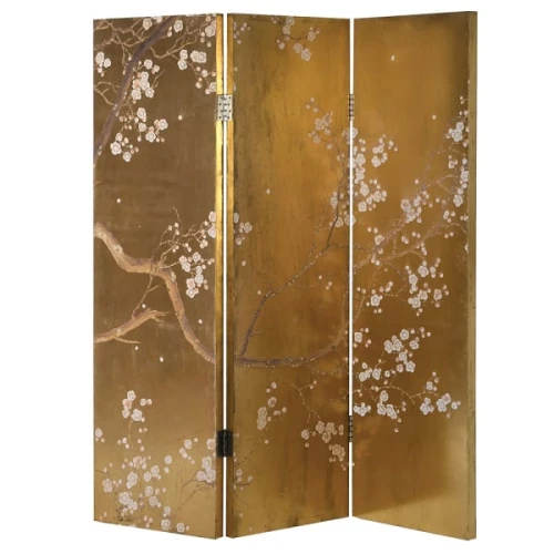 Parawan dekoracyjny Golden Blossom 198 cm – złoty, 3-panelowy