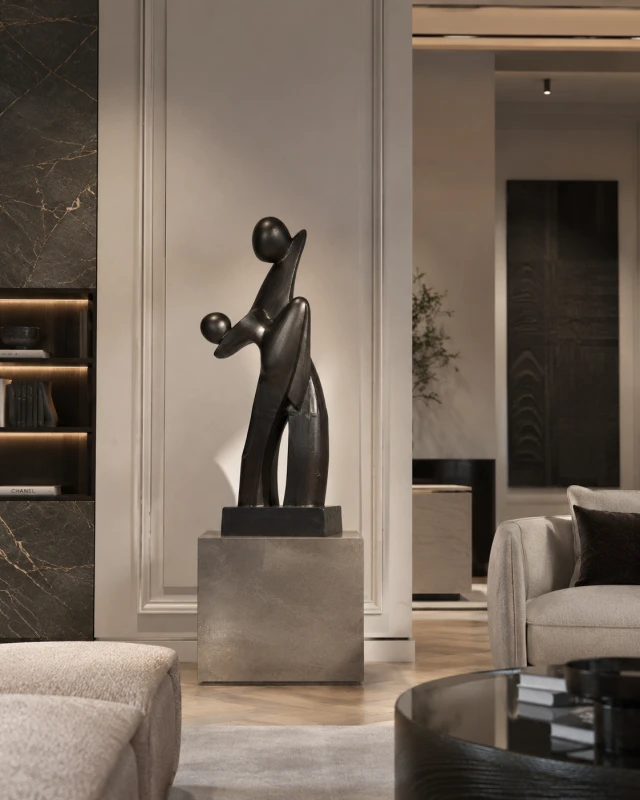 Duża rzeźba podłogowa Dancing Bronze 103 cm nowoczesna rzeźba aluminium