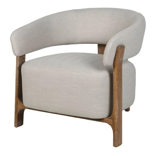 Fotel Altea Herringbone 72 cm – jasny fotel tapicerowany z drewnianą ramą
