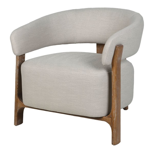 Fotel Altea Herringbone 72 cm z jasną tapicerką i drewnianą ramą