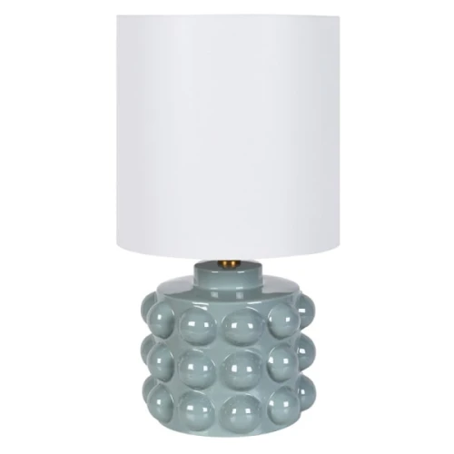 Lampa stołowa Kew 70 cm – seledynowa ceramika i lniany abażur