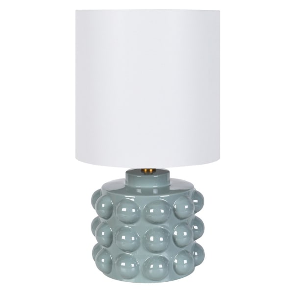 Lampa stołowa Kew 70 cm z seledynową ceramiczną podstawą i lnianym abażurem