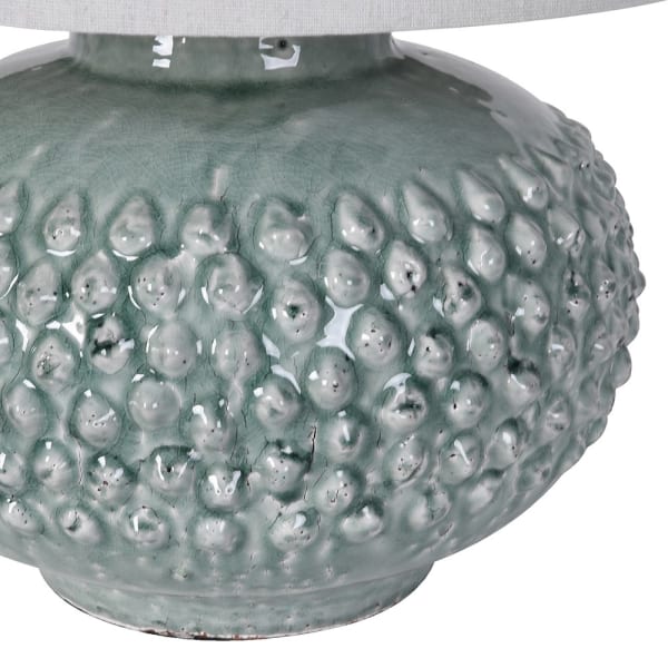 Detal szkliwionej ceramicznej podstawy lampy Glacier z wypukłą fakturą