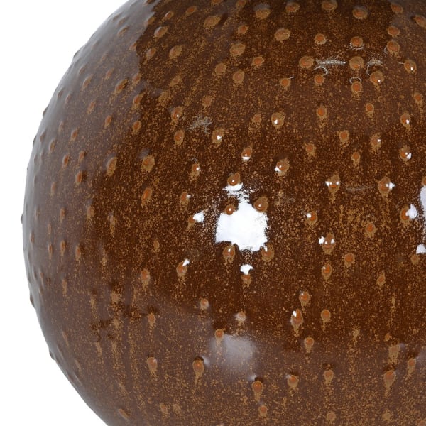Detal szkliwionej brązowej ceramicznej podstawy lampy Bronze Bubble