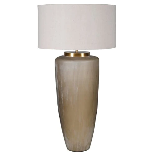 Lampa stołowa Fritzovia 106 cm – ręcznie cięte szkło, mosiądz i len