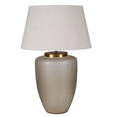 Lampa stołowa Fritzovia M 89 cm – przydymione szkło i mosiądz