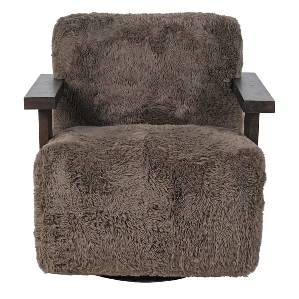 Fotel Portobello 80 cm brązowy fotel obrotowy z funkcją bujania