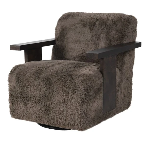 Fotel Portobello 80 cm – brązowy fotel obrotowy z funkcją bujania