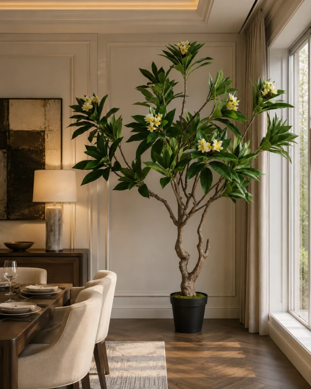 Sztuczne drzewko plumerii Frangipani 213 cm - na taras i do ogrodu