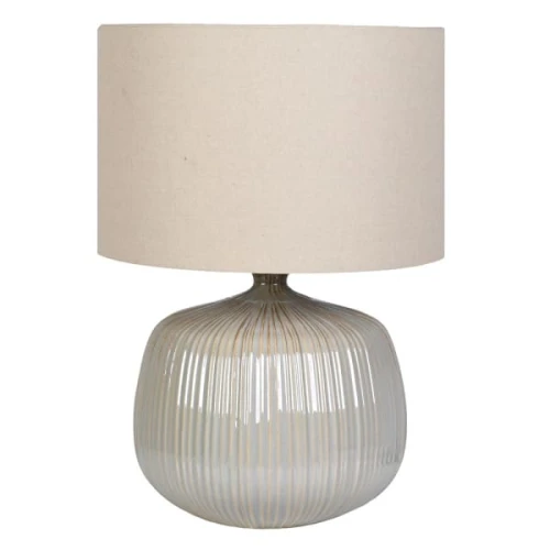 Duża ceramiczna lampa stołowa Audrey Large 70 cm z lnianym abażurem