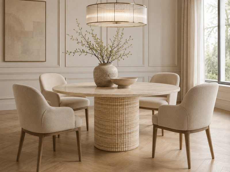 Okrągły stół Hampstead 135 cm w eleganckiej jadalni