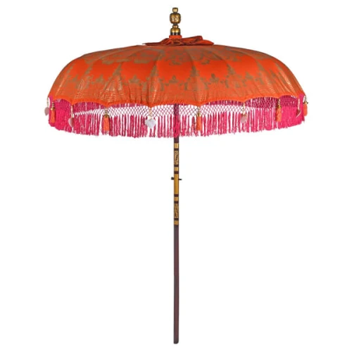 Parasol dekoracyjny Orient Red 180 cm średnicy ręcznie malowany czerwień róż złoto 