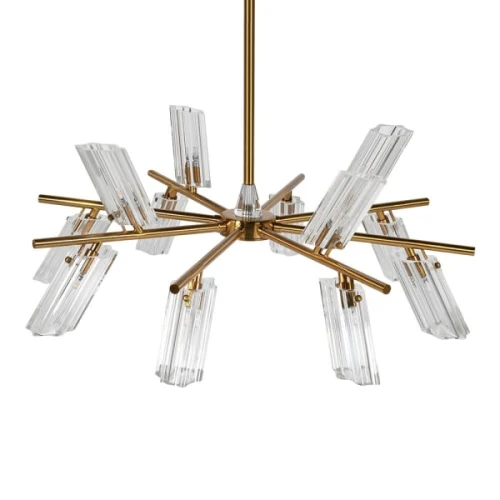 Żyrandol szklany Aurelia Brass 80 cm – 12 punktów światła