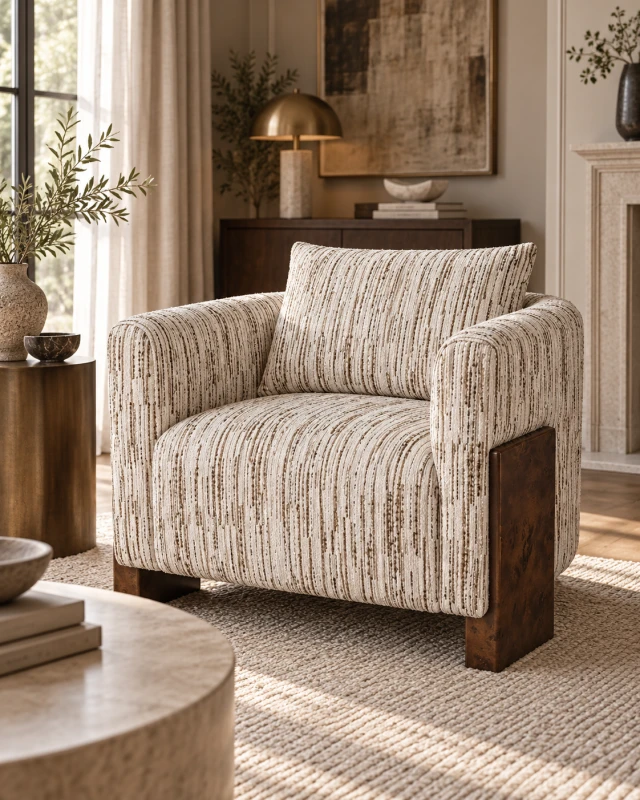 Fotel bouclé Belgravia w aranżacji modern classic