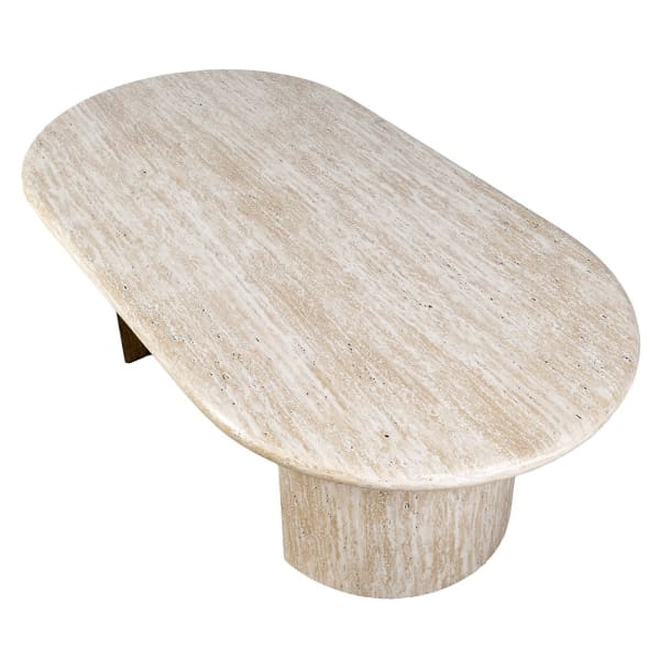 Stolik Highgate 130 cm z zaokrąglonym blatem z trawertynu