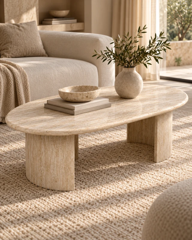 Stolik kawowy Highgate 130 cm w eleganckim salonie