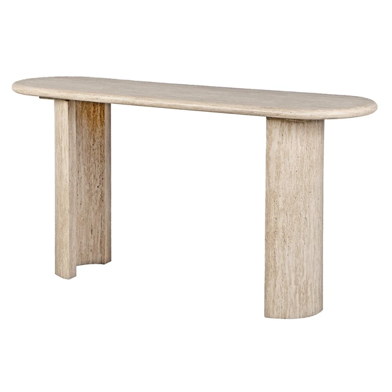 Beżowa konsola Highgate 159 cm z zaokrąglonym blatem