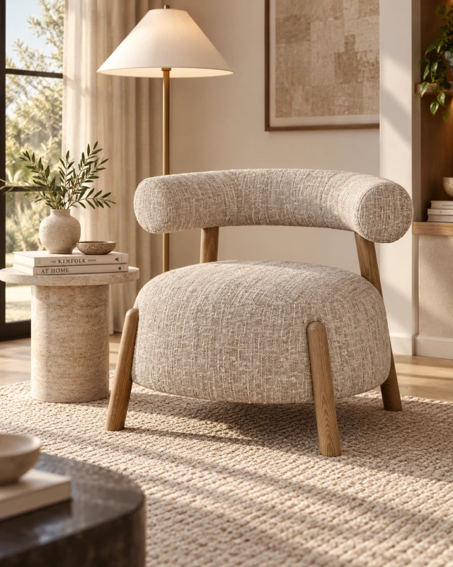 Kremowy fotel Belsize Bouclé 80 cm