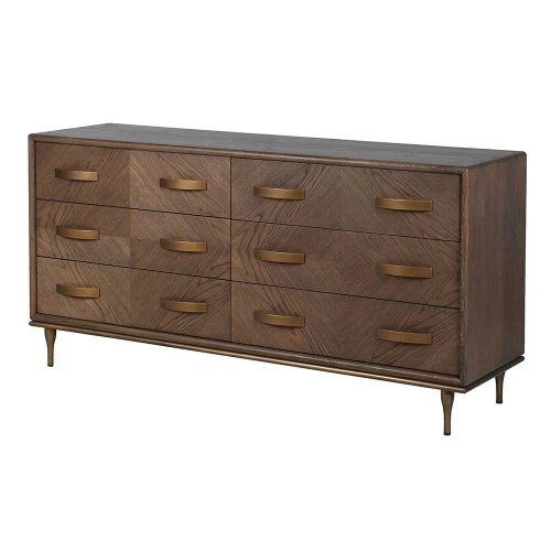 Komoda Ashbourne 160 cm – dębowa, 6 szuflad