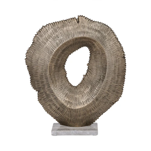Rzeźba Golden 39 cm – aluminium Antique Gold na marmurowej podstawie