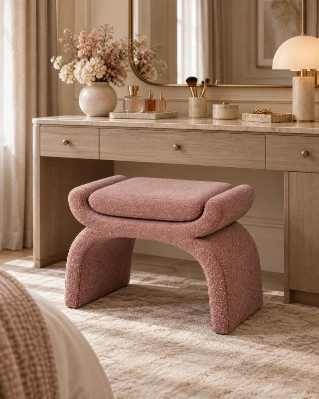 Różowy stołek tapicerowany Luxury Pink 65 cm