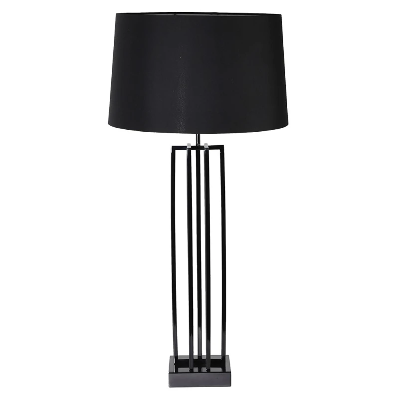 Eaton Black wysoka lampa stołowa z geometryczną podstawą ze stali nierdzewnej