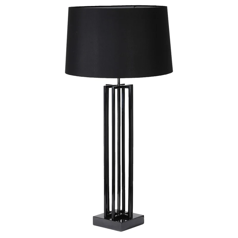 Czarna lampa stołowa Eaton Black 105 cm z lnianym abażurem