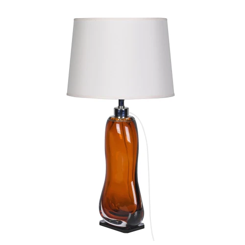 Lampa stołowa Colours Orange 70 cm szklana podstawa lniany abażur 