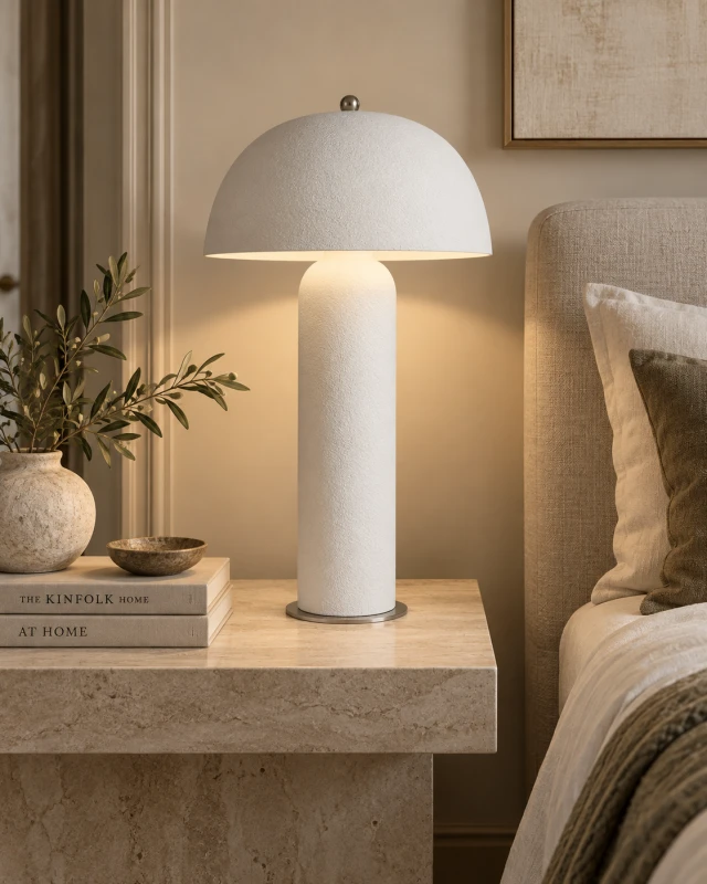 Lampa stołowa Classic Ceramics 57 cm biała ceramiczna lampka nocna