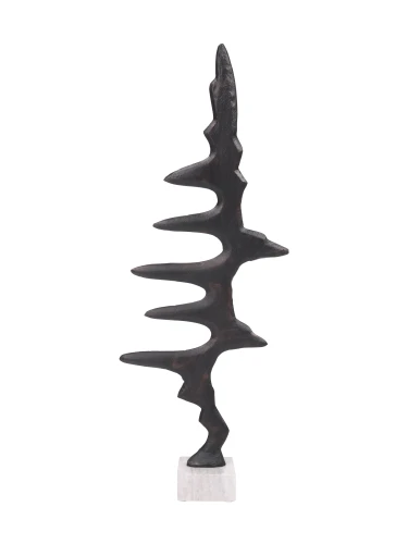 Rzeźba Pulse 68 cm – antyczne czarne aluminium na marmurowej podstawie