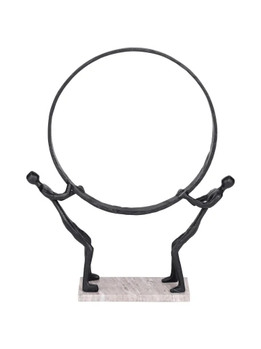 Rzeźba Balance 61 cm – czarne aluminium na marmurowej podstawie