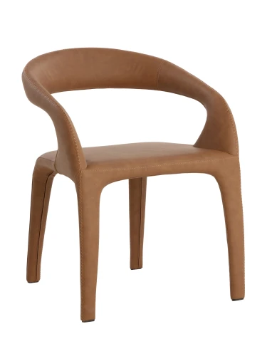 Krzesło do jadalni Langham Brown 78 cm – brązowa skóra ekologiczna