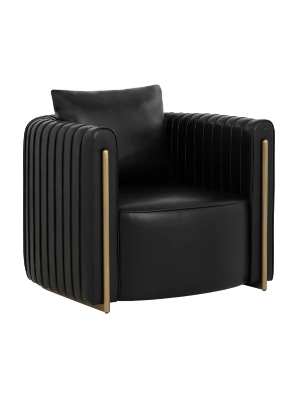 Czarny fotel Dorchester Black 92 cm ze złotymi detalami