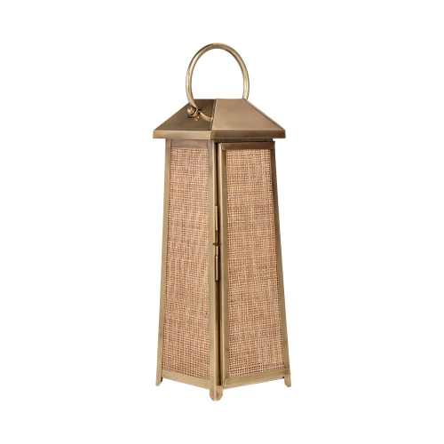 Lampion Belgravia 77 cm – antyczny mosiądz i rattan
