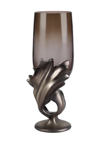 Lampion Chiswick 44 cm – szkło dymione i rzeźbiarska podstawa Bronze