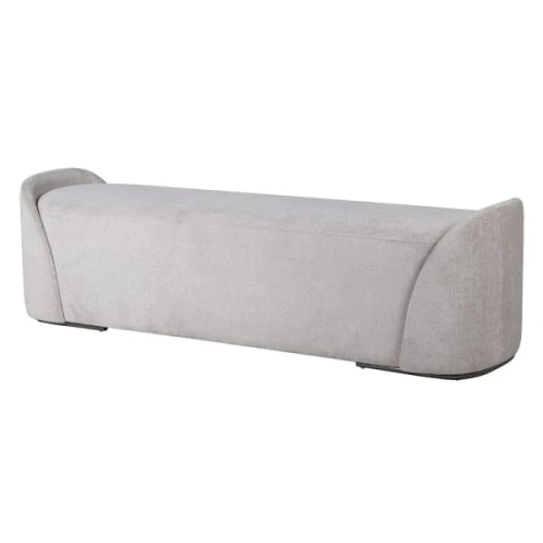 Ławka tapicerowana Luba Grey 163 cm – szara, zaokrąglona forma