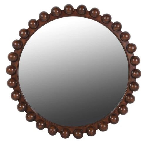 Okrągłe lustro Chelsea Brown 108 cm – dekoracyjna drewniana rama