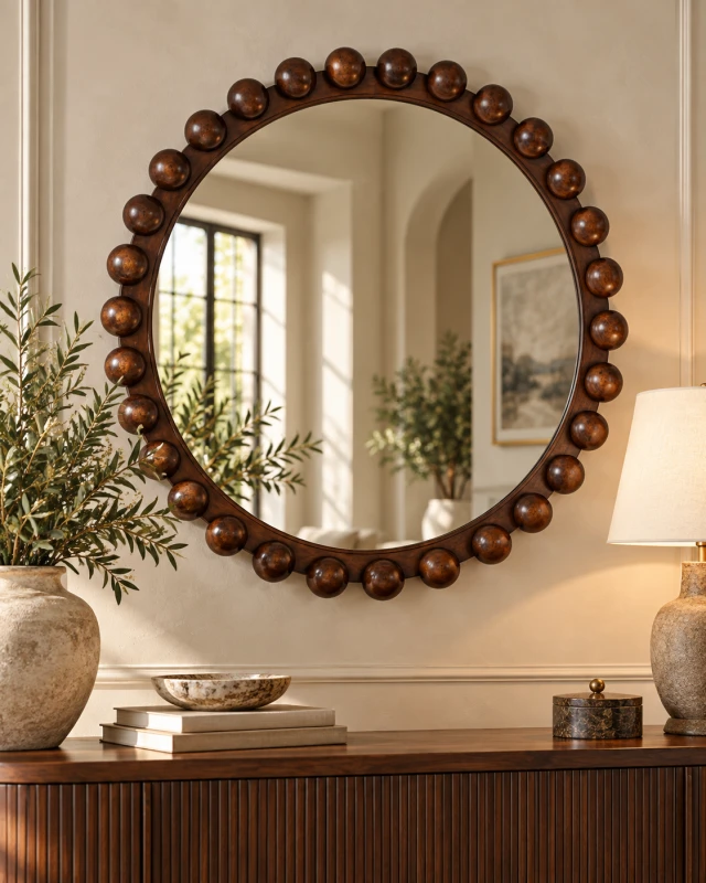 Duże okrągłe lustro do salonu 108 cm