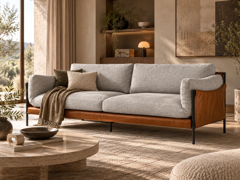 Duża szara sofa 3 osobowa London do salonu