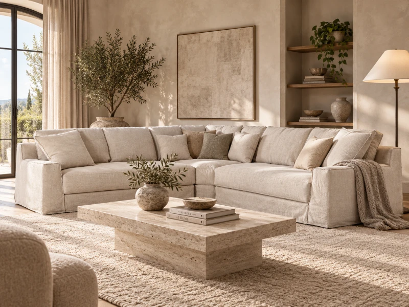 Beżowy narożnik Boscobel Linen do salonu