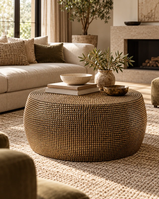 Designerski stolik kawowy Orient w eleganckim salonie