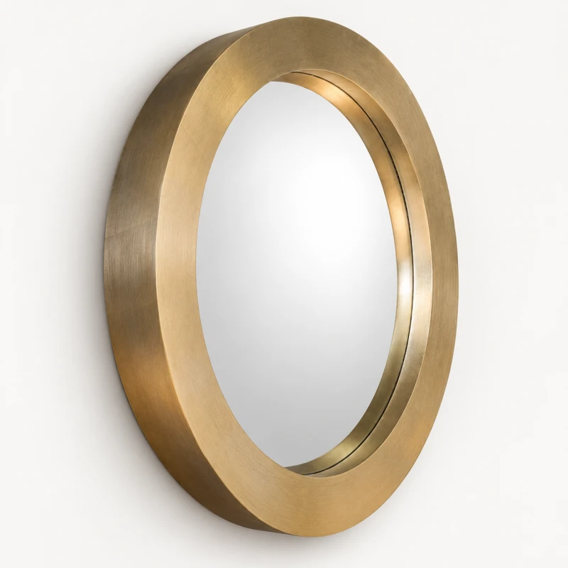 Lustro Esher Gold z głęboką ramą w kolorze szczotkowanego mosiądzu