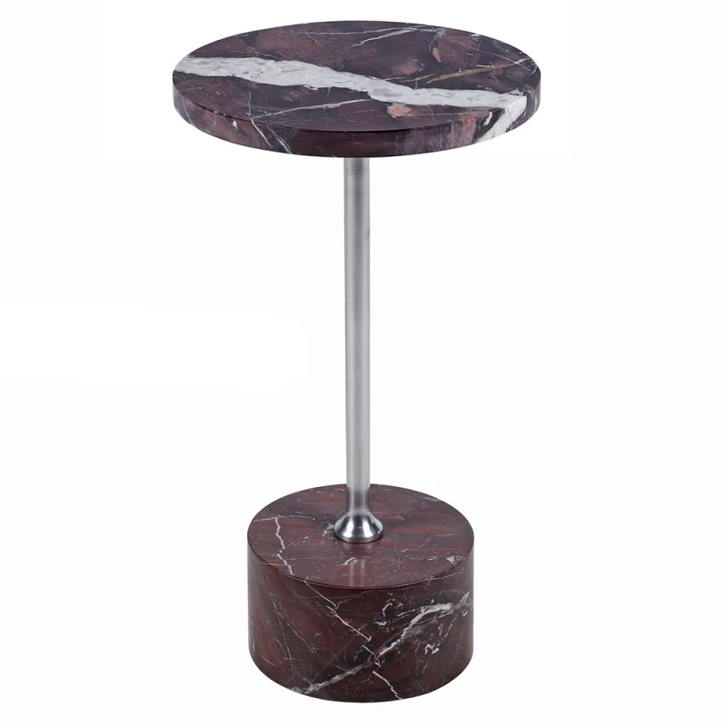 Stolik boczny Redcliffe 53 cm z marmuru i aluminium, okrągły blat