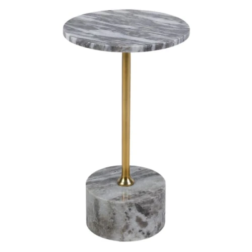 Stolik boczny Redcliffe Grey 53 cm – szary marmur i złoto