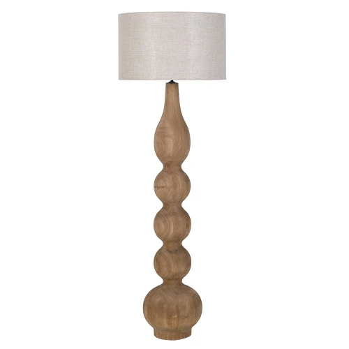 Lampa podłogowa Wycliffe 157 cm – drewno mango i len