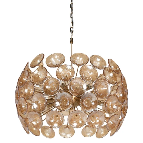 Żyrandol szklany Ashbourne Amber 80 cm – złoty