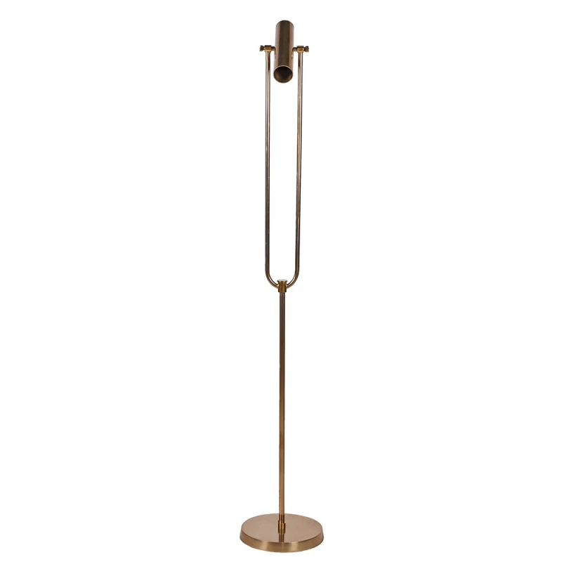Złota lampa podłogowa Langford Brass 147 cm z cylindryczną głowicą